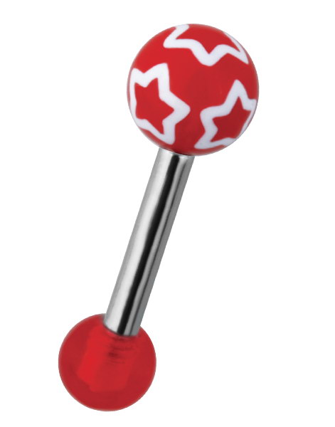 Tragus/Helix Ørepiercing m/Stjerneformer - Rød/Hvit