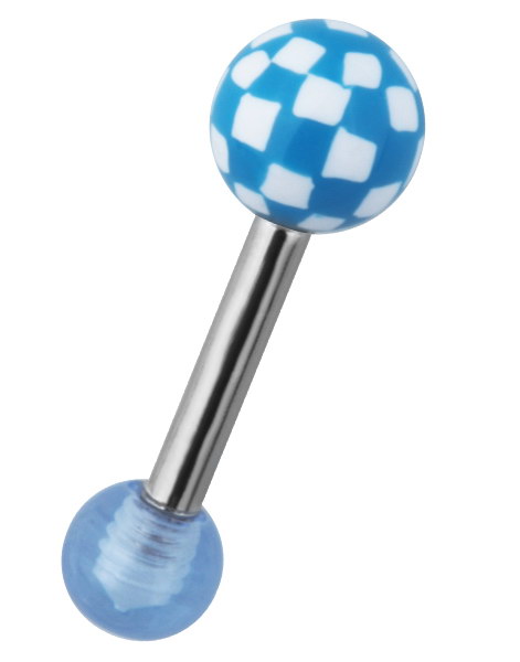 Tragus/Helix Ørepiercing m/Sjakkmønster - Blå/Hvit