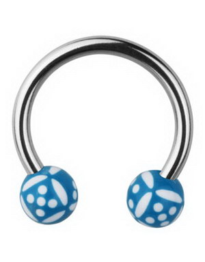 Øyenbrynspiercing Round with Dice - Blue/White - 1.2 x 10 mm