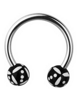 Øyenbrynspiercing Round with Dice - Black/White - 1.2 x 10 mm