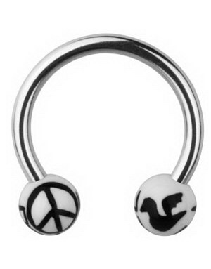 Peace Øyenbrynspiercing - White - 1.2 x 10 mm