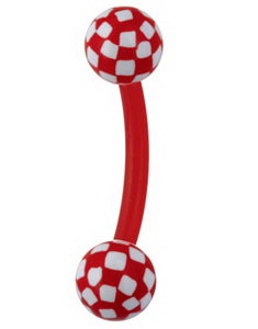 Øyenbrynspiercing med Sjakkmønster - Rød/Hvit - 1.2 x 8 mm