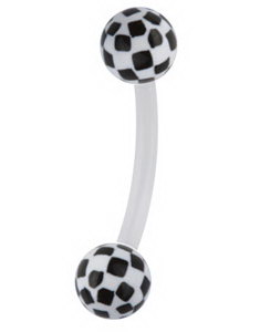 Øyenbrynspiercing med Sjakkmønster - Hvit/Svart - 1.2 x 8 mm