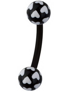 Øyenbrynspiercing med Hjertemønster - Svart/Hvit - 1.2 x 8 mm