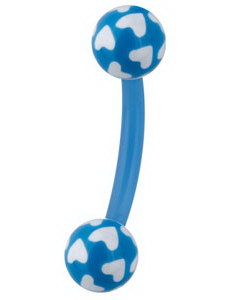 Øyenbrynspiercing med Hjertemønster - Blå/Hvit - 1.2 x 8 mm