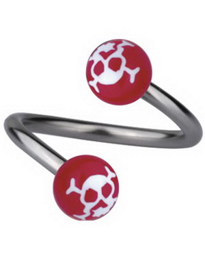 Øyenbrynspiercing med Dødninghoder - Lilla/Hvit - 1.2 x 10 mm