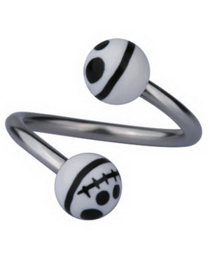 Eyebrow Piercing with Jack Skellington Head - Hvit/Svart - 1.2 x 10 mm