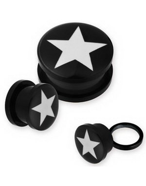 Stjerne - Svart Piercing Plugg