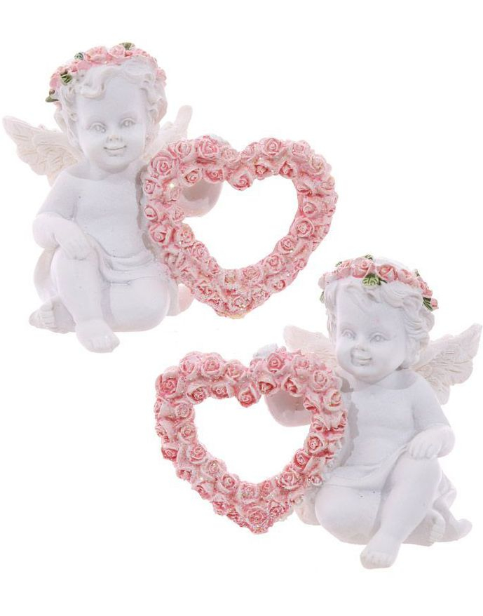 1stk Assortere Engel Med Hjerte I Hånden Figur 7,5 cm