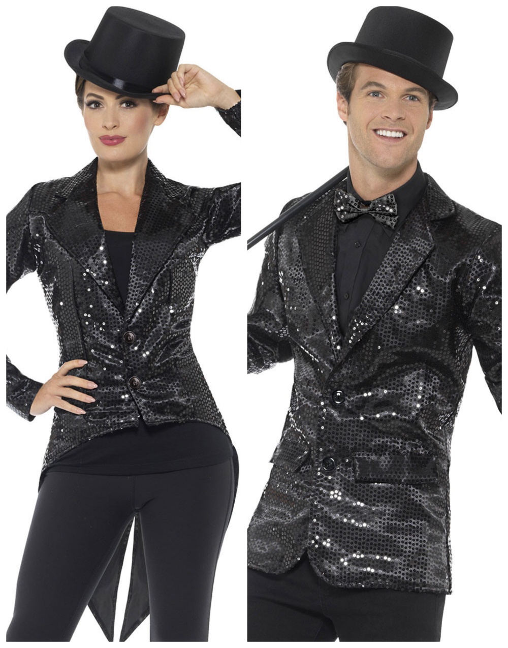 Parkostyme - Svart Glitrende Kostymejakke