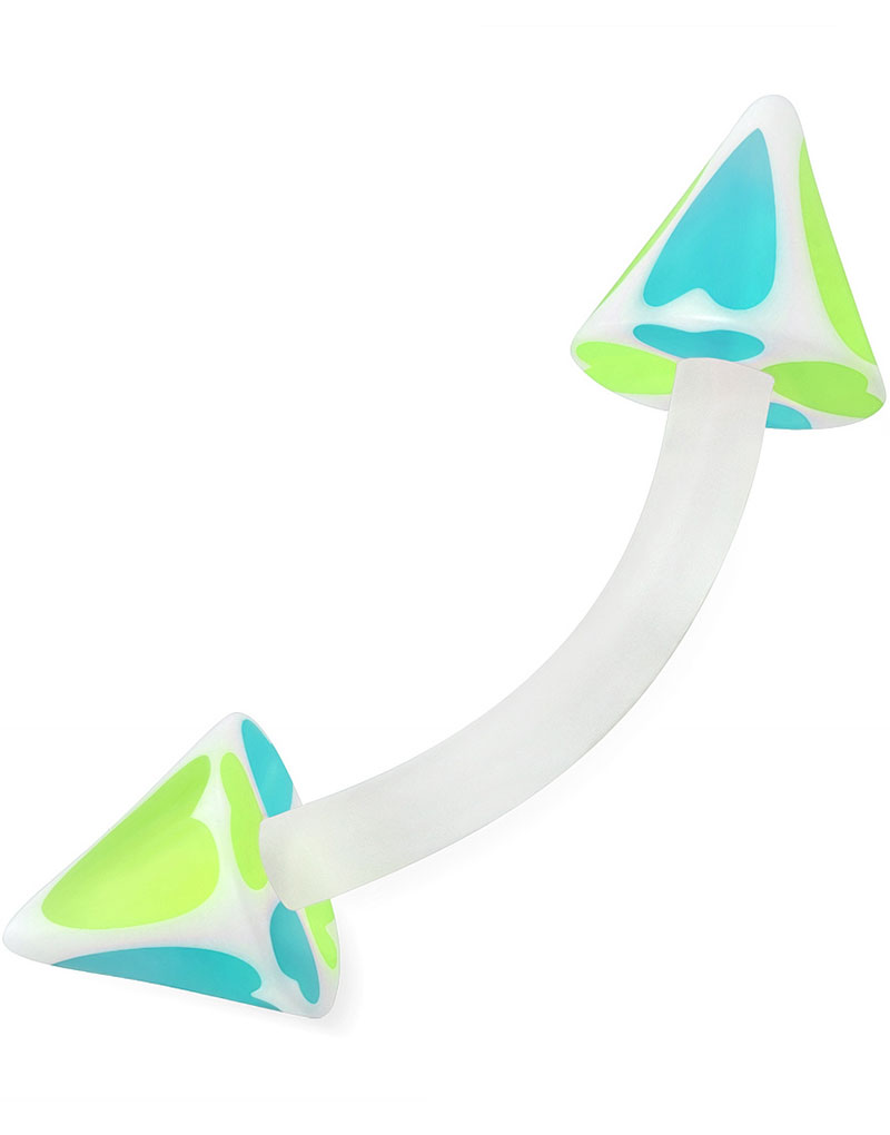 Hearts - Øyenbrynspiercing i Blå, Grønn og Hvit - 1.6 x 8 mm