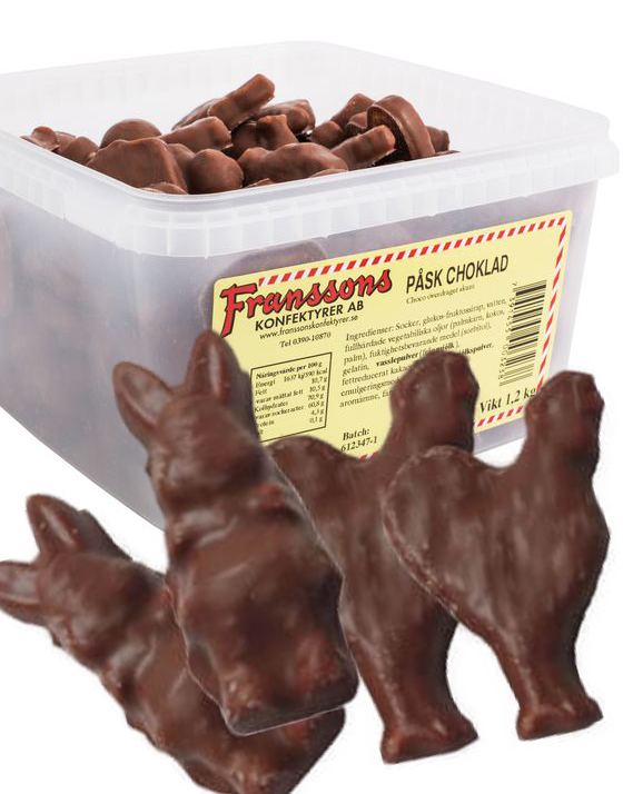 1,2 kg Ekstra Stor Boks med Sjokoladetrekte Skumfigurer