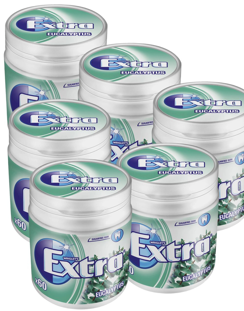 6 stk Store Extra White Eucalypstus Tyggegummi Bokser - Hel Eske 504 gram
