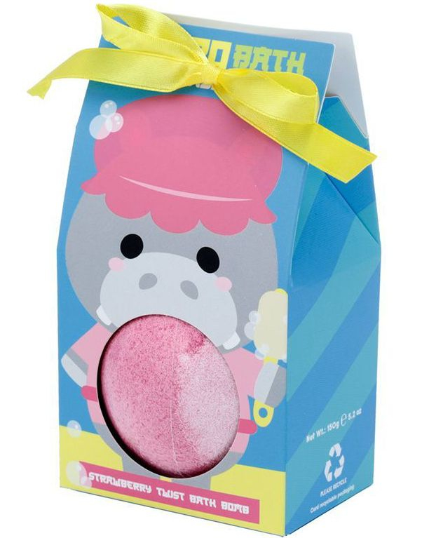 Adoramals Flodhest Stor Badebombe med Duft av Jordbær 150 gram