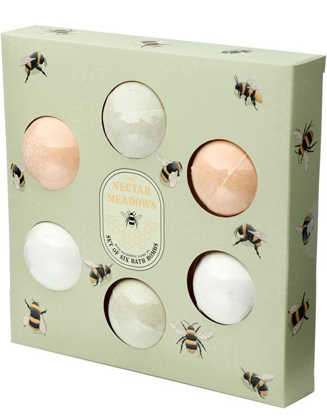 6 Pack Nectar Meadows - Badebomber med Appelsinblomst og Honningduft i Gavepakke 420 gram