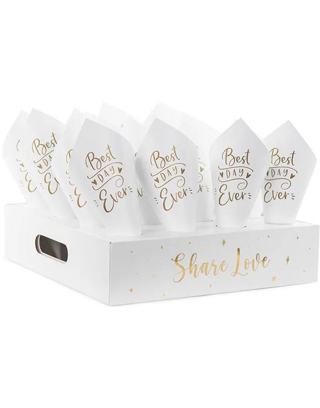 1 stk Konfettistand med 16 stk Konfettibeger Best Day Ever