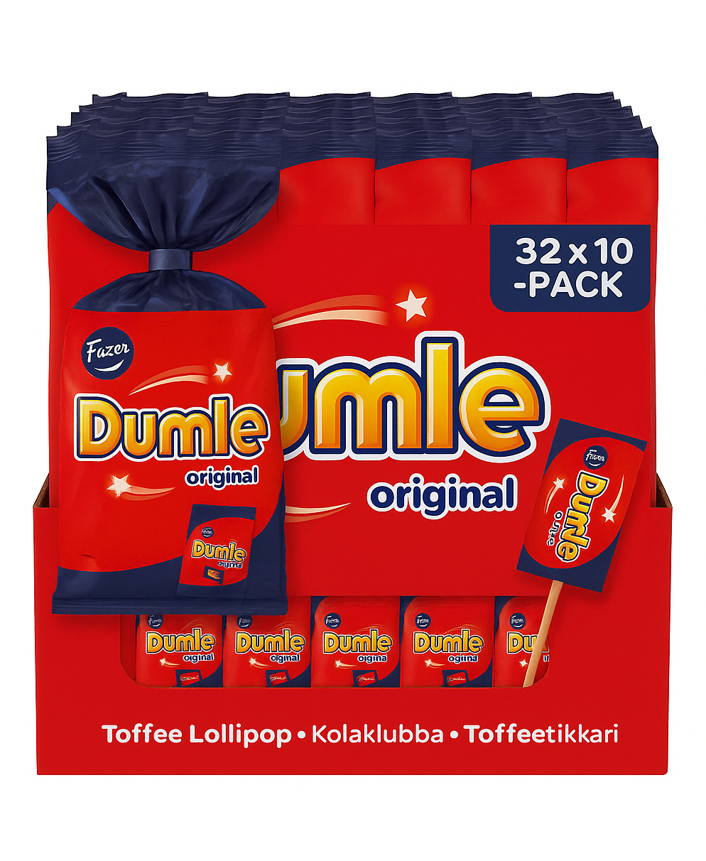 32 stk 10 pk Dumle Original Karamell klubbe - Hel Eske