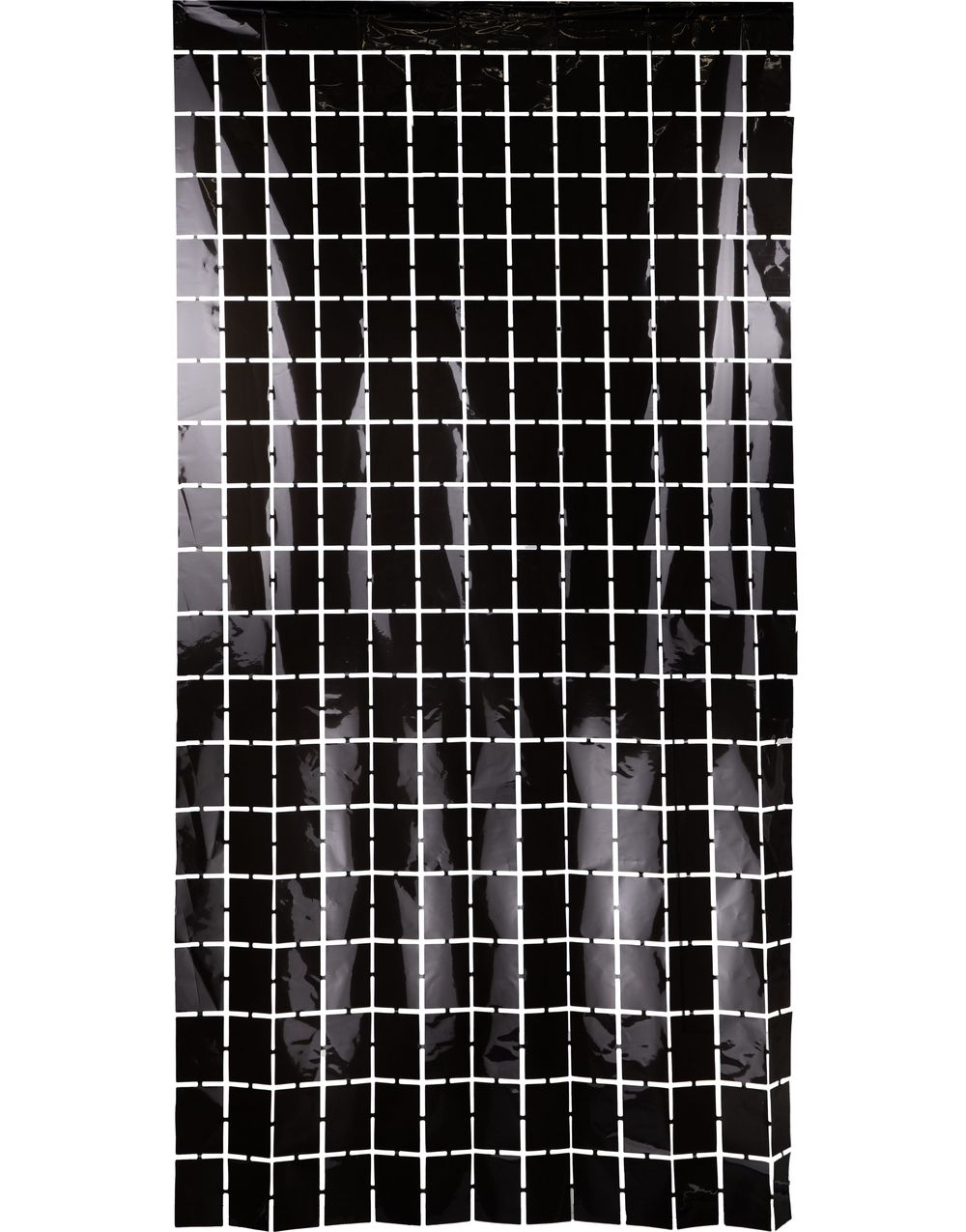 Svart Rutete Metalisk Partygardin/Glittergardin 100x200 cm