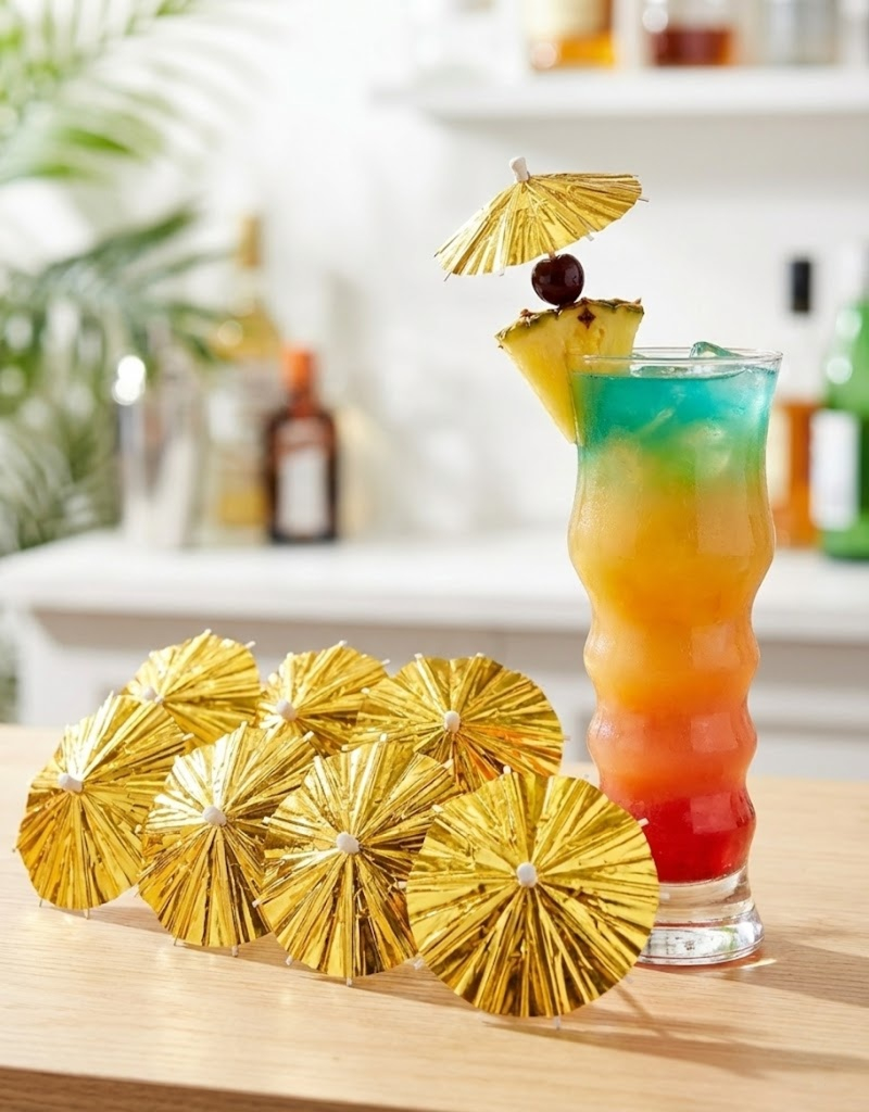 10 Stk Cocktail Paraplyer 10 cm - Gull