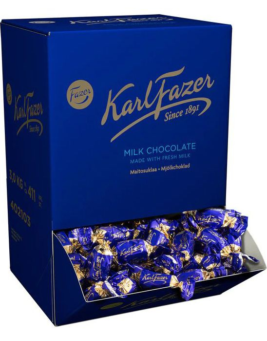 3 kg Karl Fazer Milk Chocolate - Melkesjokoladebiter i Dispensereske