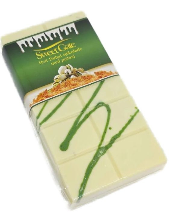 Sweet Gate Håndlaget Hvit Dubai Sjokolade med Pistasj 210 gram
