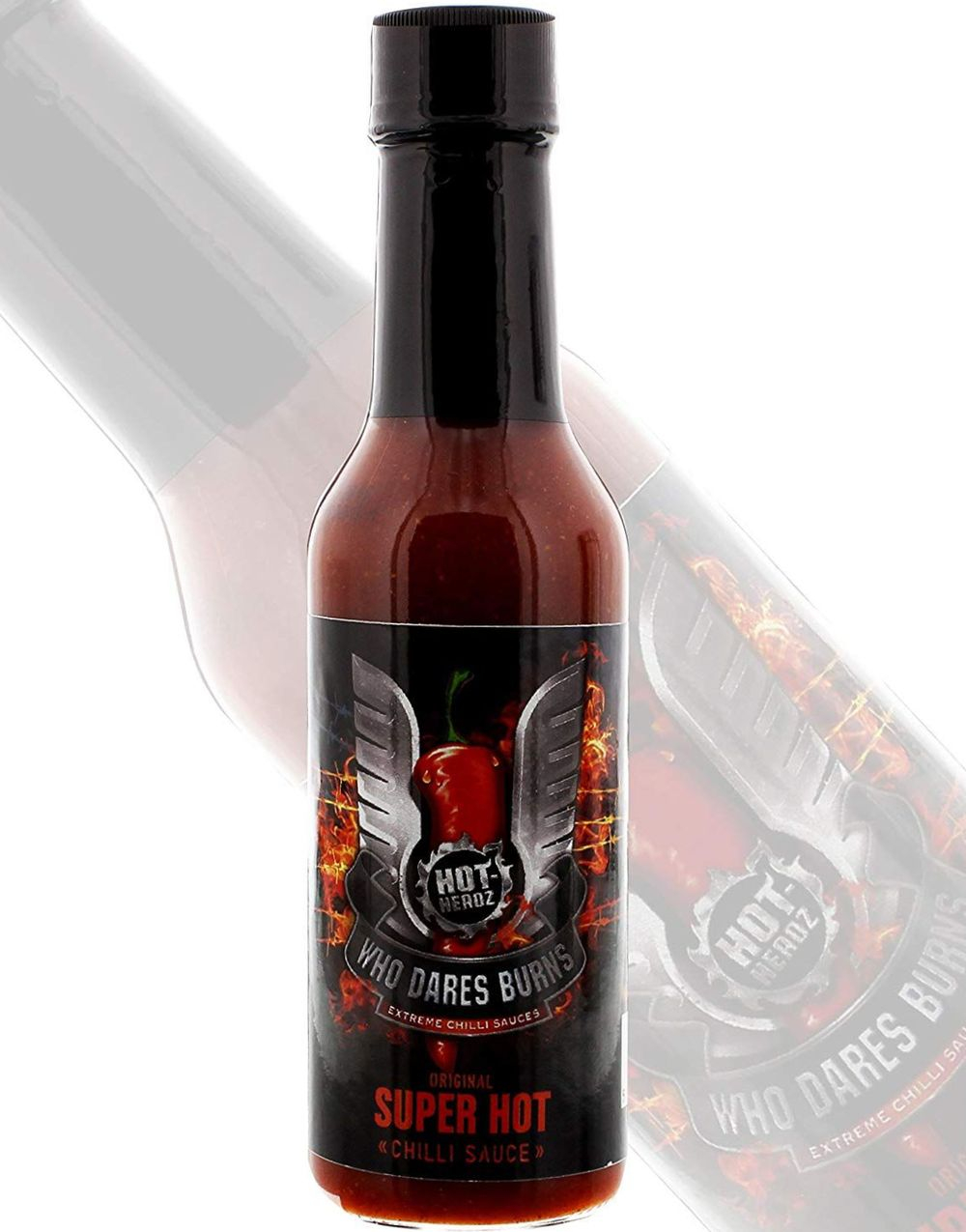 Who Dares Burns! Original SuperHot Chillisauce - Kjempesterk Chilisaus med Forskjellig Chilier 148 ml (USA Import)