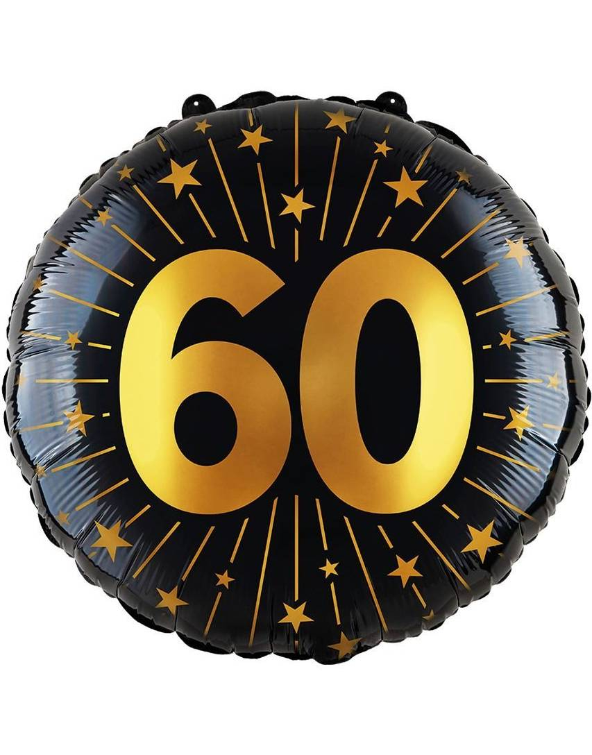 60-års Feiring - Svart og Gull Folieballong 46 cm