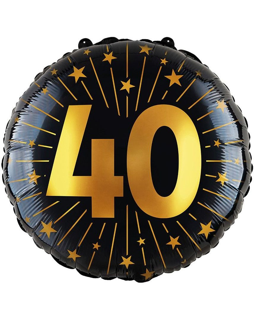 40-års Feiring - Svart og Gull Folieballong 46 cm