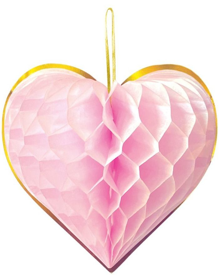 4 stk Flerfargede Hengende Honeycomb Hjerter 15,5 cm