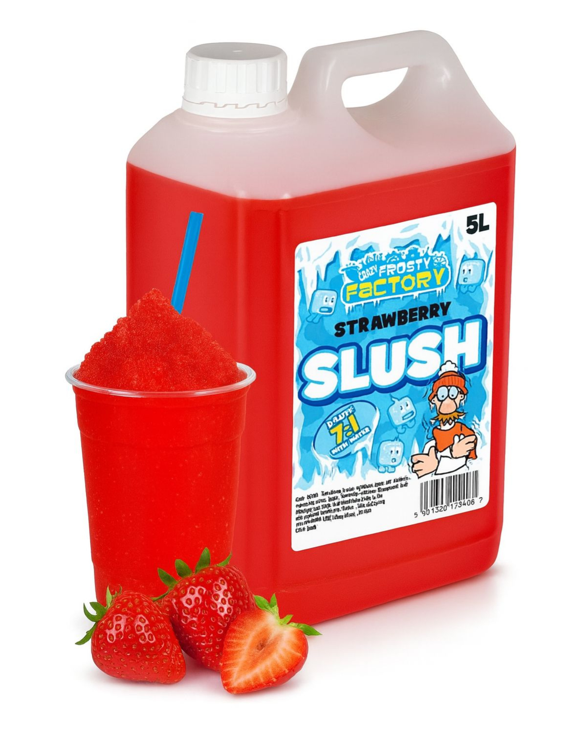 Strawberry Slush-Konsentrat - 40 liter Ferdig Slush - Crazy Factory