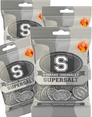 18 poser S-merke Supersalt Orginal 80g - Hel eske 1440g