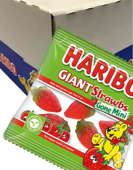100 stk Haribo Giant Strawbs Gone Mini - Hel Eske 1600 gram
