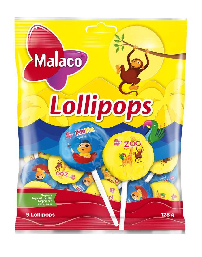 Malaco ZOO & Pimpim Kjærlighet på Pinne - 128 g