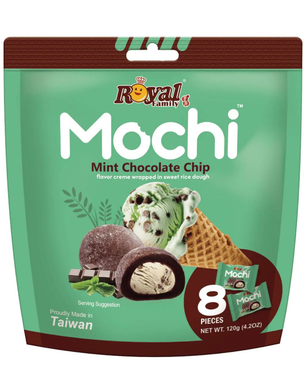 Royal Family Mochi Mint Chocolate Chip - Mochi med Mintsjokolade 120 gram (Taiwan)