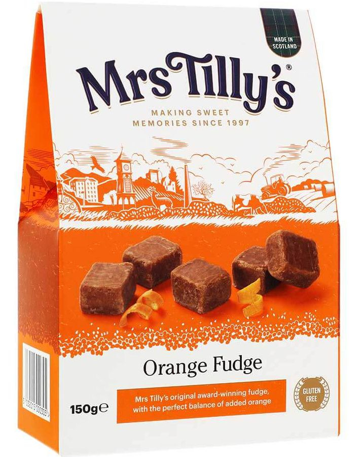 Mrs Tilly's Scottish Orange Fudge - Fudge med Appelsinsmak i Gaveeske 150 gram