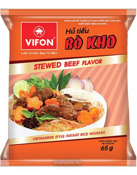 Vifon Bò Kho - Vietnamese Style Instant Rice Noodle Stewed Beef Flavour 65 gram (Vietnam)