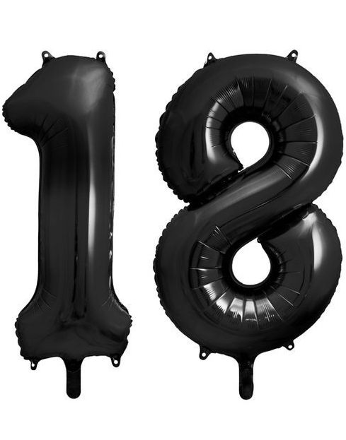 18 år ballonger - 35 cm svart