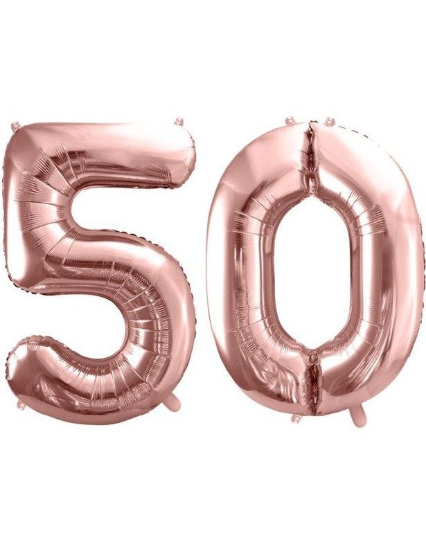 50 år ballonger - 86 cm rosegull
