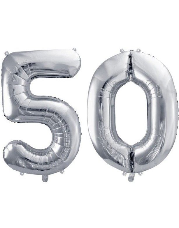 50 år ballonger - 86 cm sølv