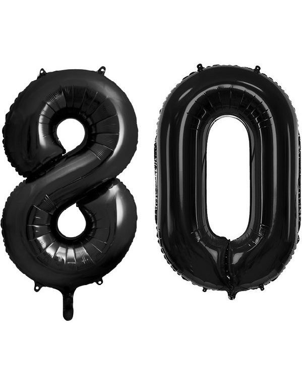 80 år ballonger - 35 cm svart