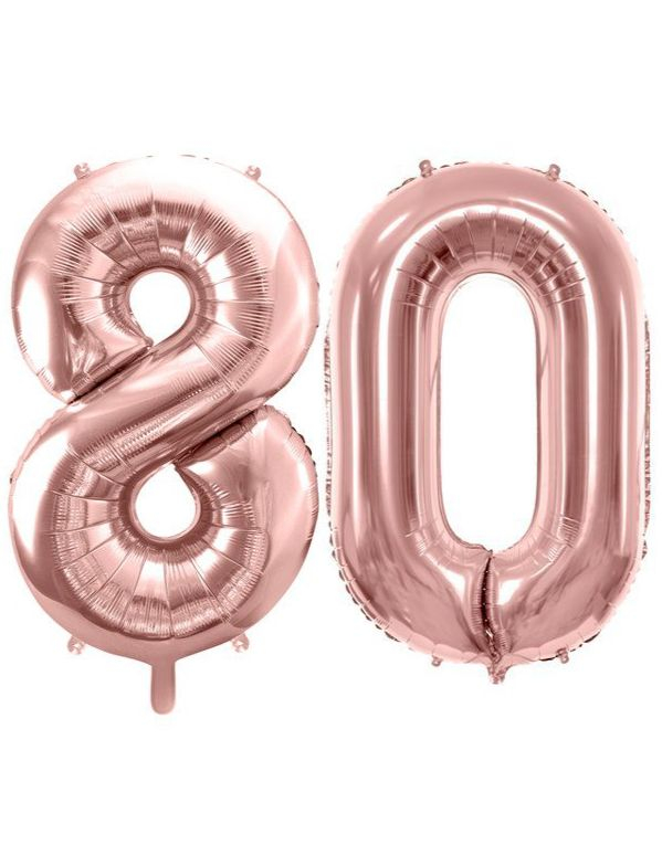 80 år ballonger - 86 cm rosegull