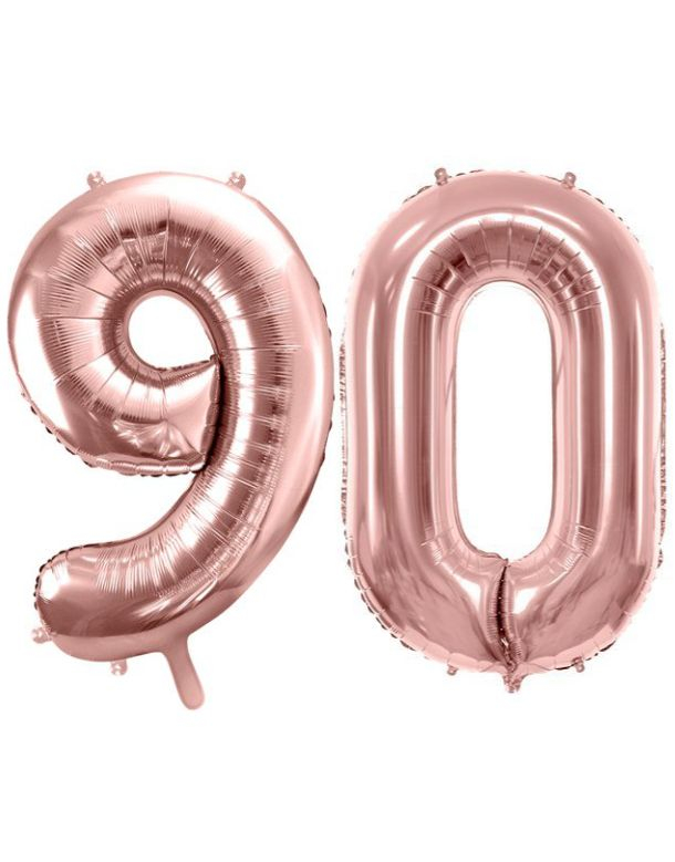 90 år ballonger - 86 cm rosegull