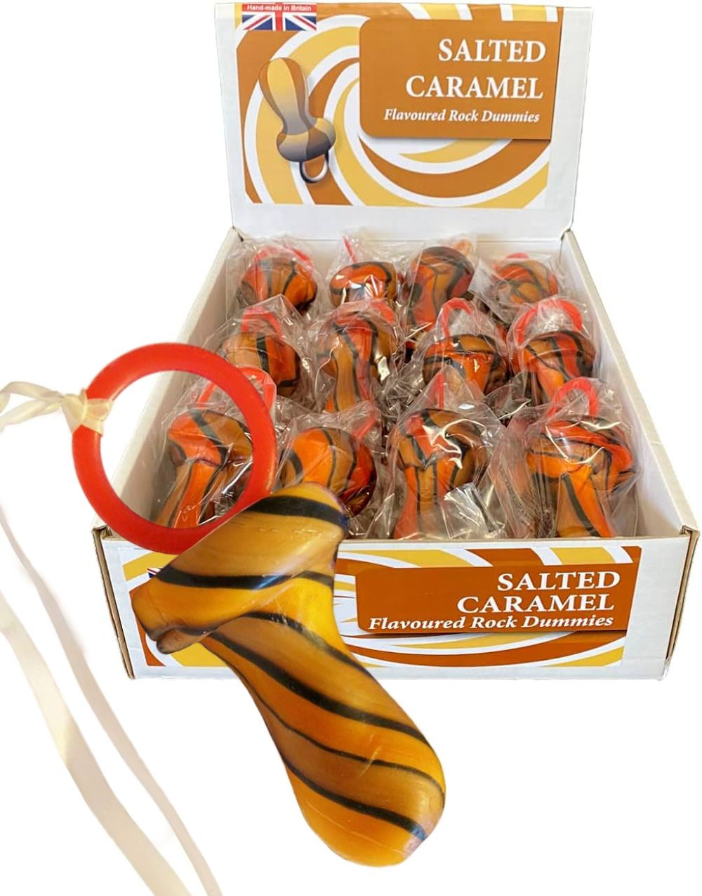 24 stk McAdams Salted Caramel Flavoured Rock Dummie/Smokk - Hel Eske