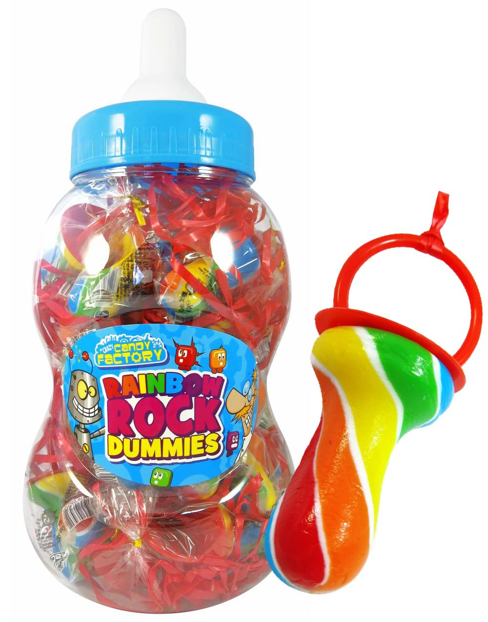 30 stk Regnbuefargede Kjærlighet Smokker i Tåteflaskebeholder 1,8 kg