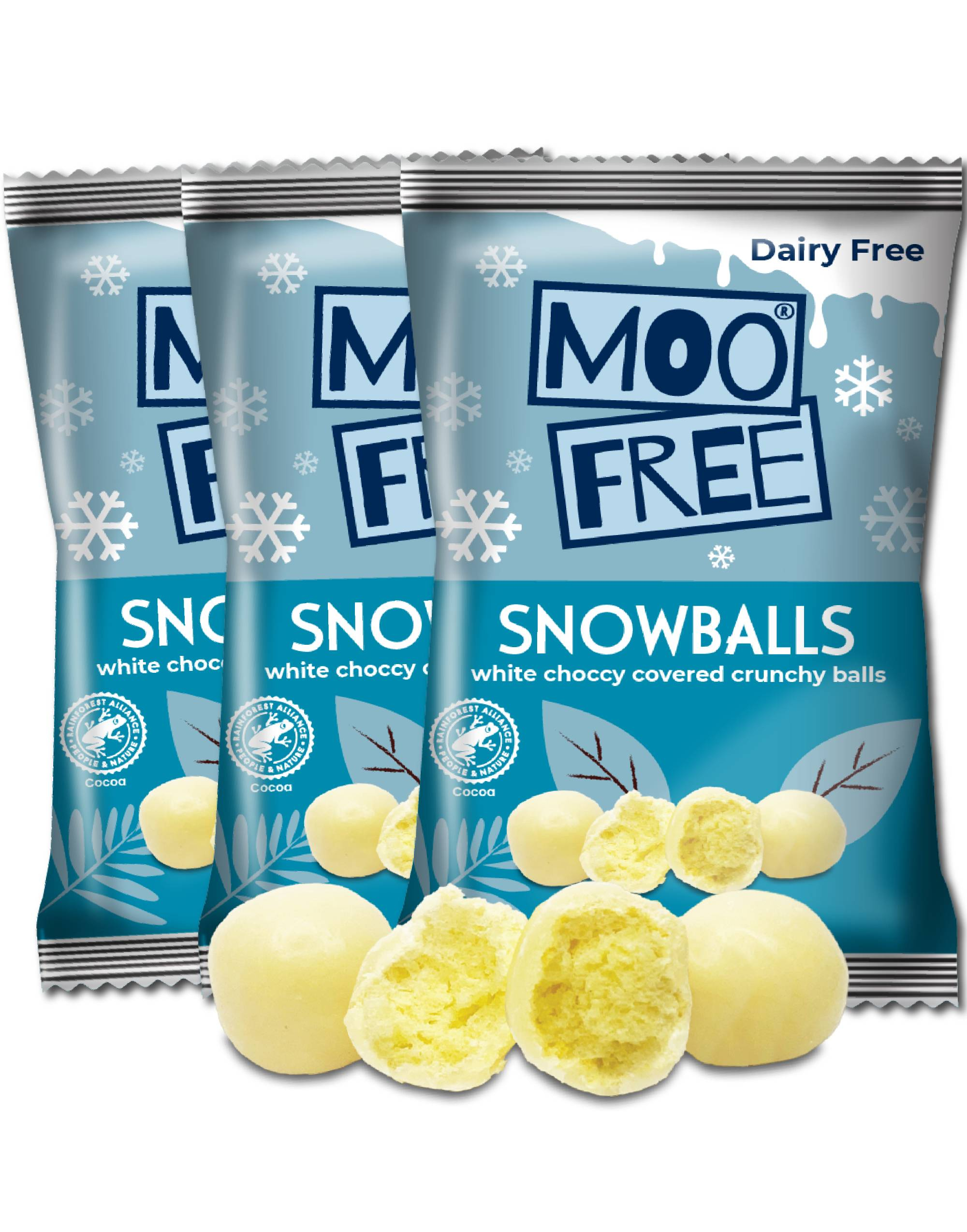 16 stk Moo Free Snowballs - Riskuler med Vegansk Hvit Sjokoladetrekk - Hel Eske 0,56 kg