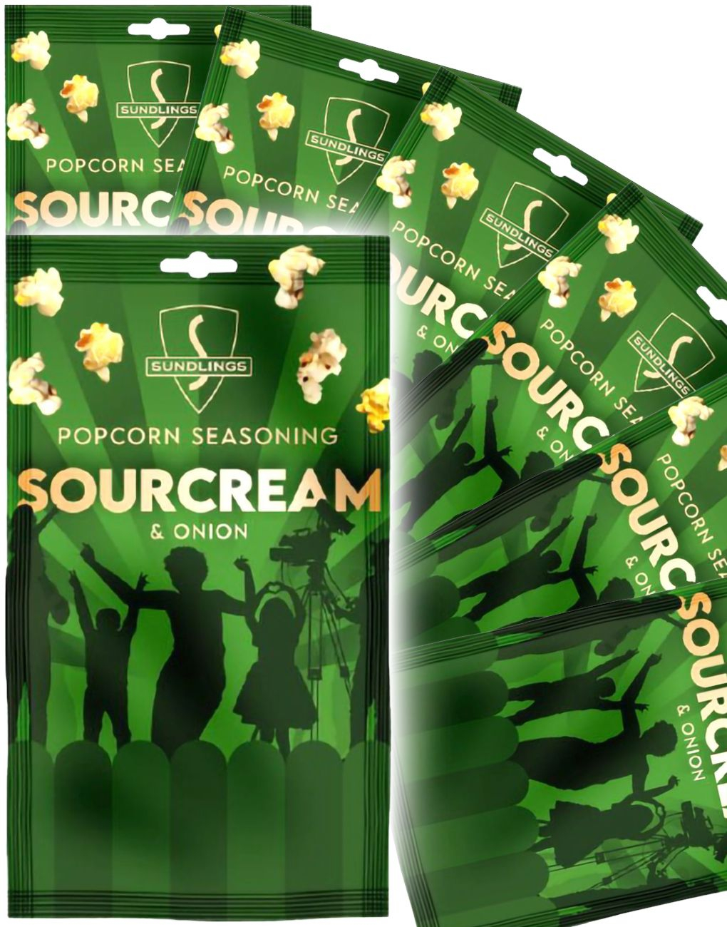 16 stk Sundlings Premium Popcorn Krydder - Sourcream & Onion - Hel Eske 416 gram